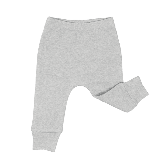 Grey baby pants on a white background