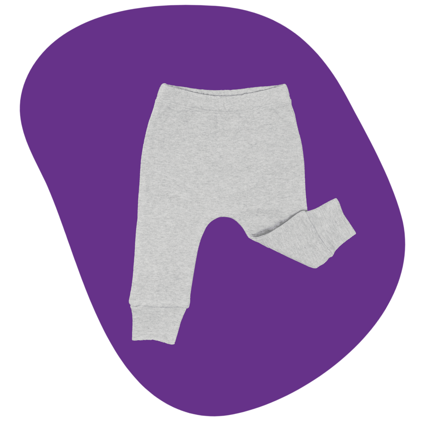 Grey baby pants on a purple background