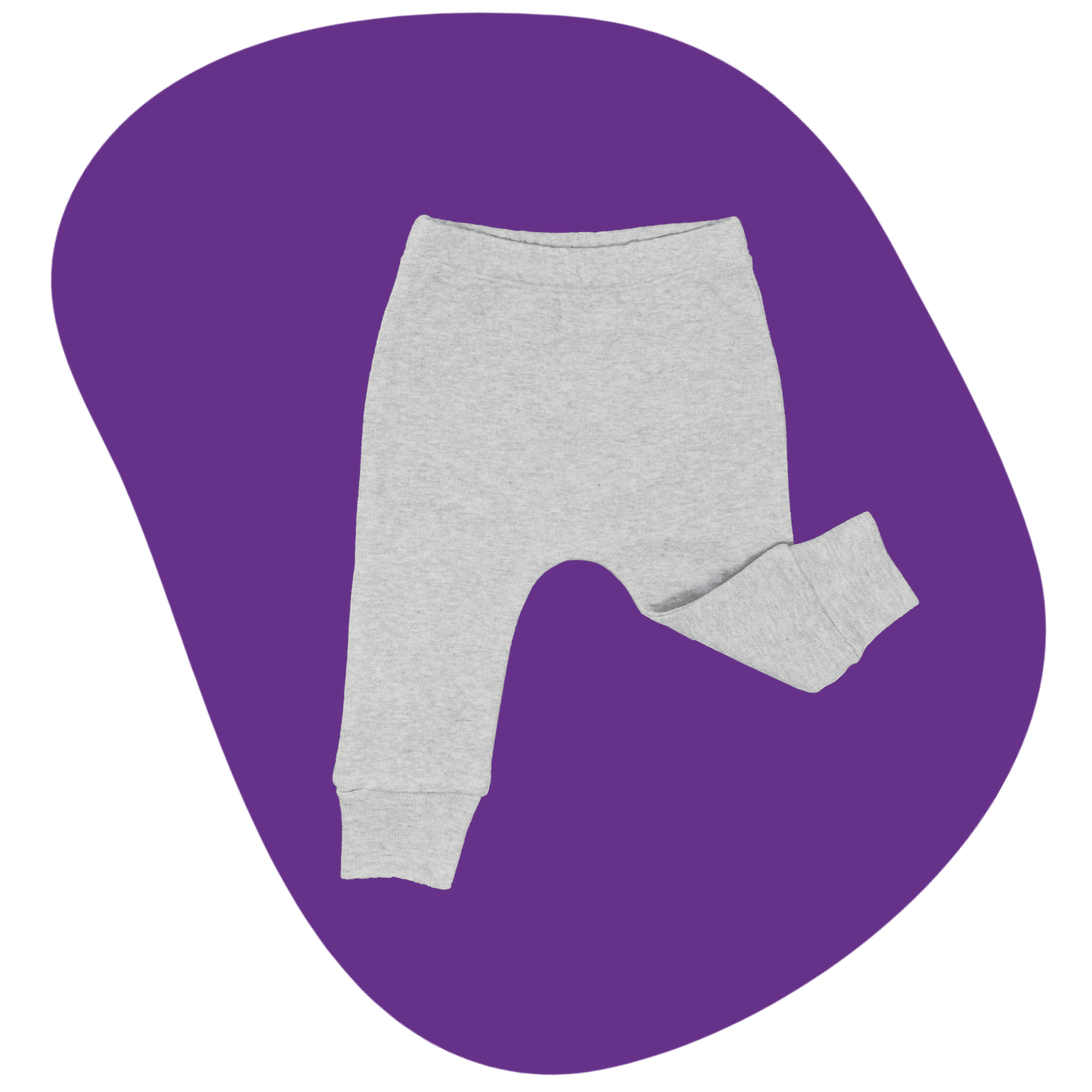Grey baby pants on a purple background